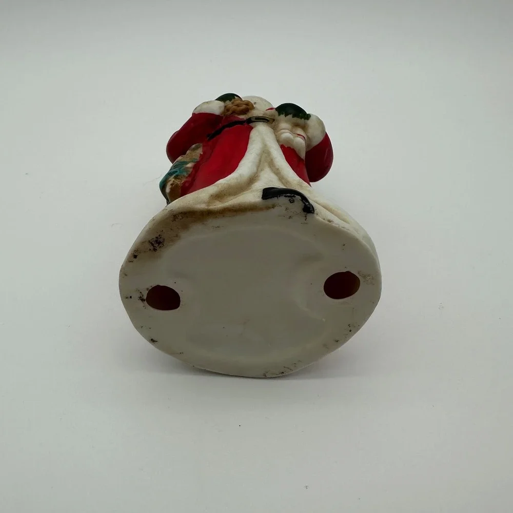 Vintage Santa Claus Figurine Ceramic Christmas Father Christmas Toy Bag 5.5
